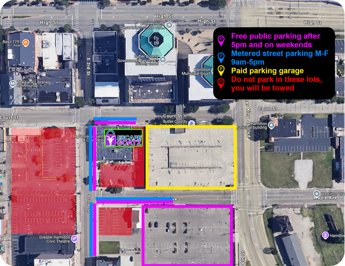 Map of Escape Goatz parking