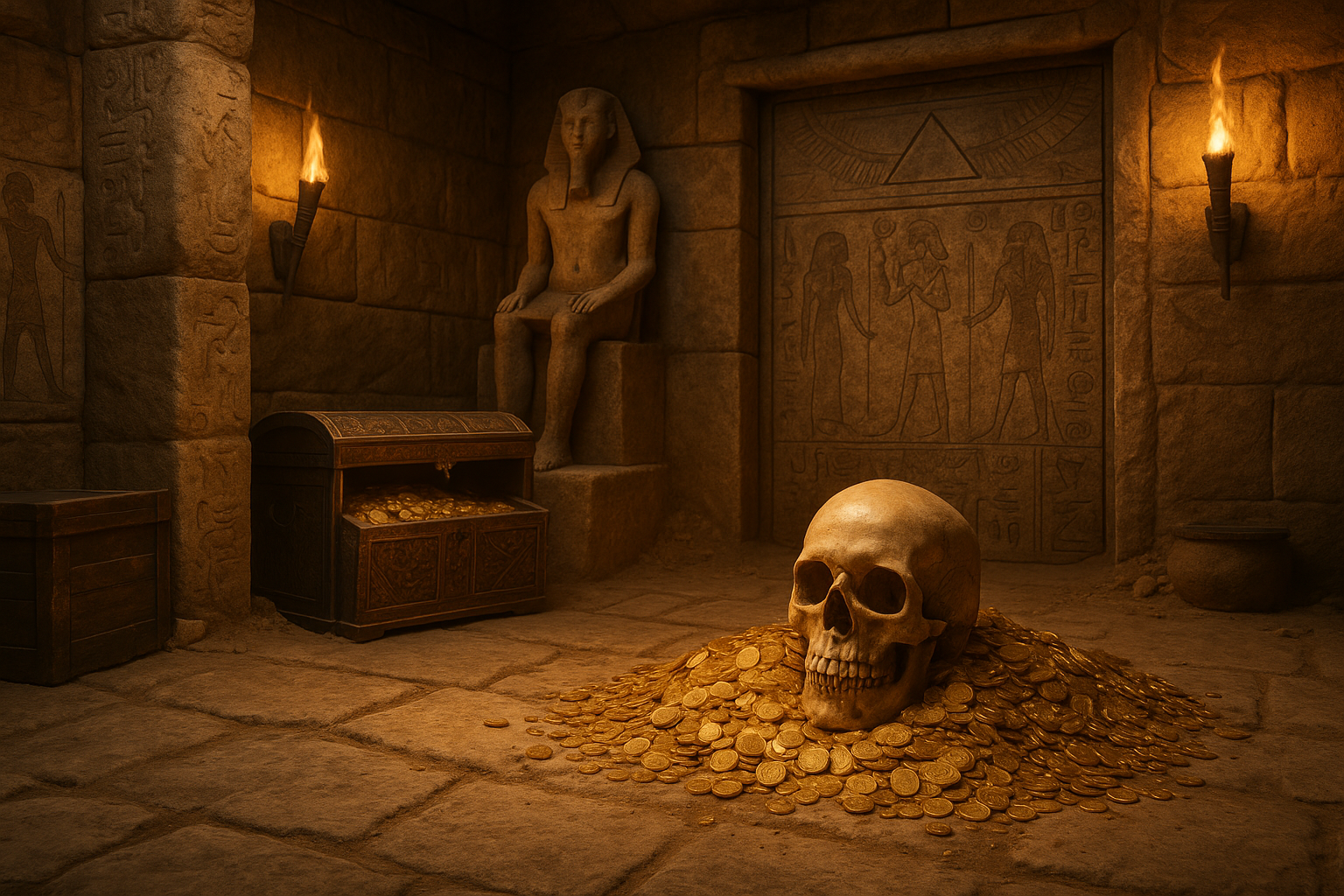 The Lost Pyramid escape room — an ancient torch-lit tomb